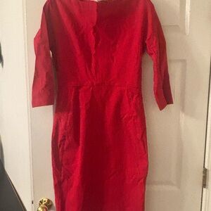 Donna Karan Vibrant Red Long Sleeve Dress